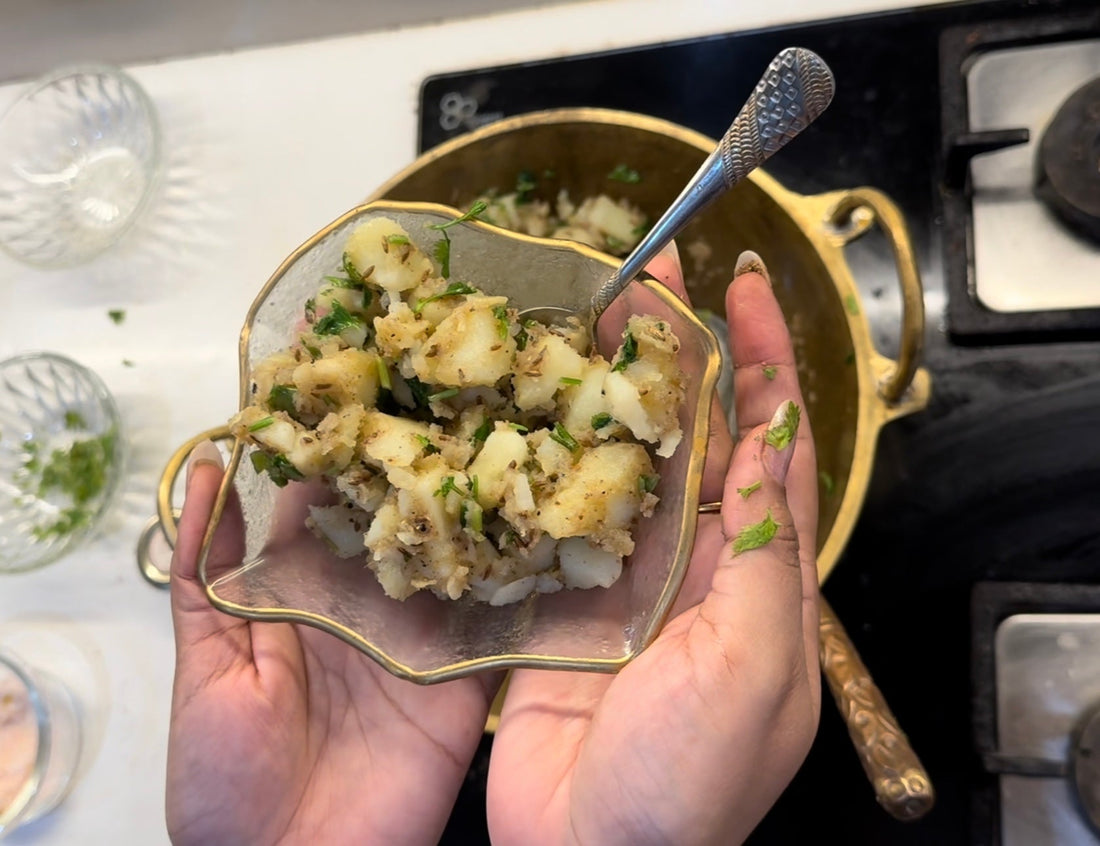Delicious Bhuna Jeera Aloo served in a bowl, showcasing its simple and flavorful ingredients.